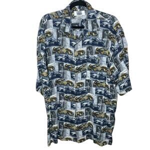 C.I.T.Y Streets Men’s Size Large Vintage Sport Shirt Race Cars Short Sleeves